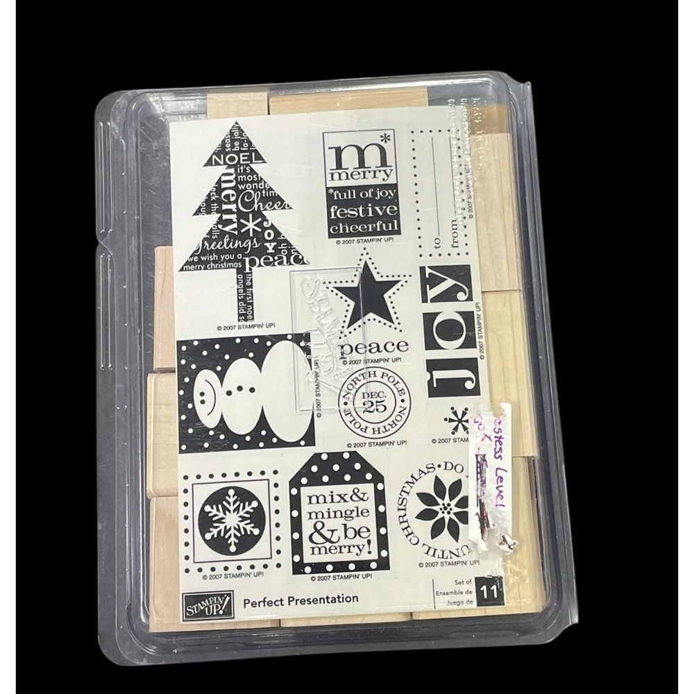 Stampin'‎ Up! Christmas Stamps Set of 11 Wood Rubber Stamps Holiday